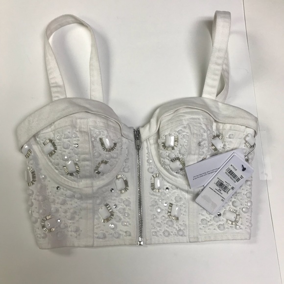embellished bustier crop top